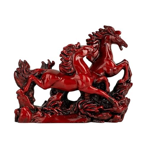 Vastu Vardan Red Horse | Vastu Two Running Horses | Size - 6Inch | Decorative Showpiece for Home and Office | Pack of 1