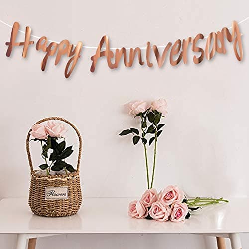 AMFIN® Happy Anniversary Bunting Banner Set for Home Decoration - Rose Gold