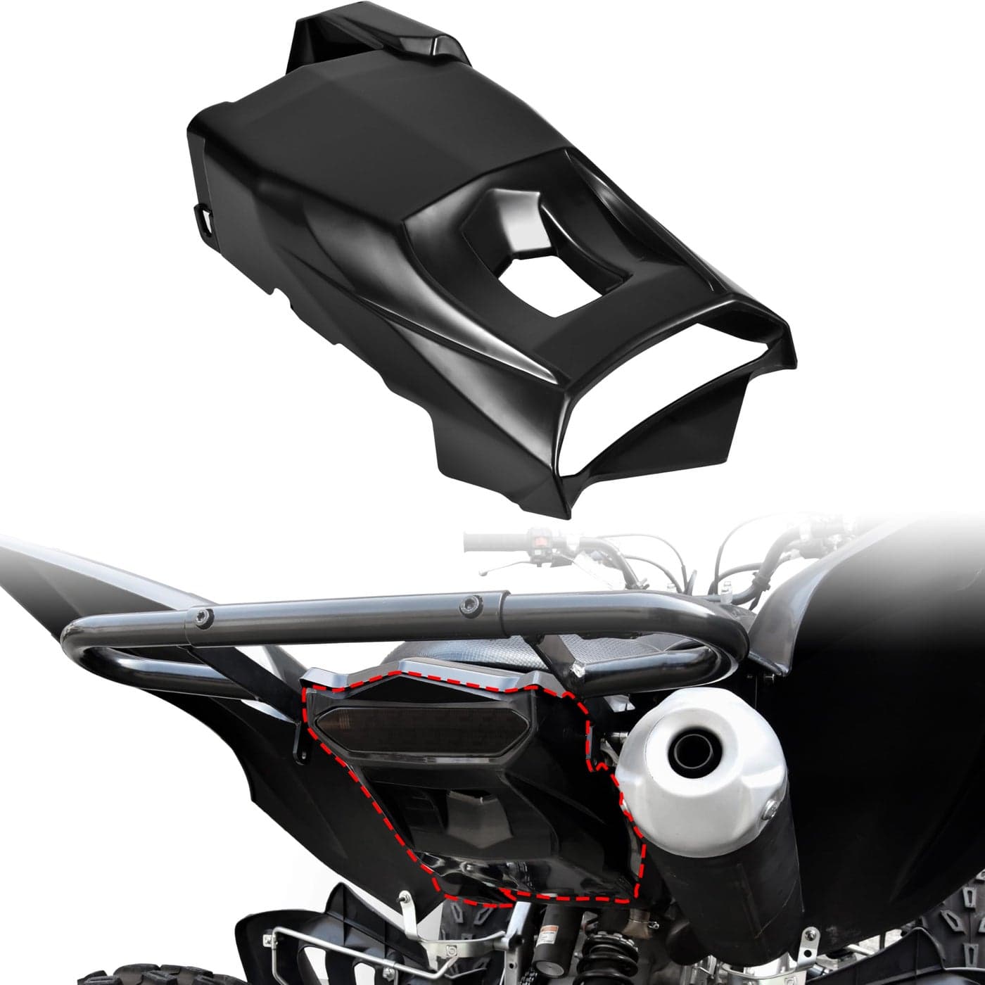 VEISUTOR Black Tail Light Cover for Raptor 700 700R 0625 Plastic Rear Lamp Bracket Taillight Cover for Yamaha Raptor 700 700R 20062025 Accessories Replace OEM 1PEH47161000