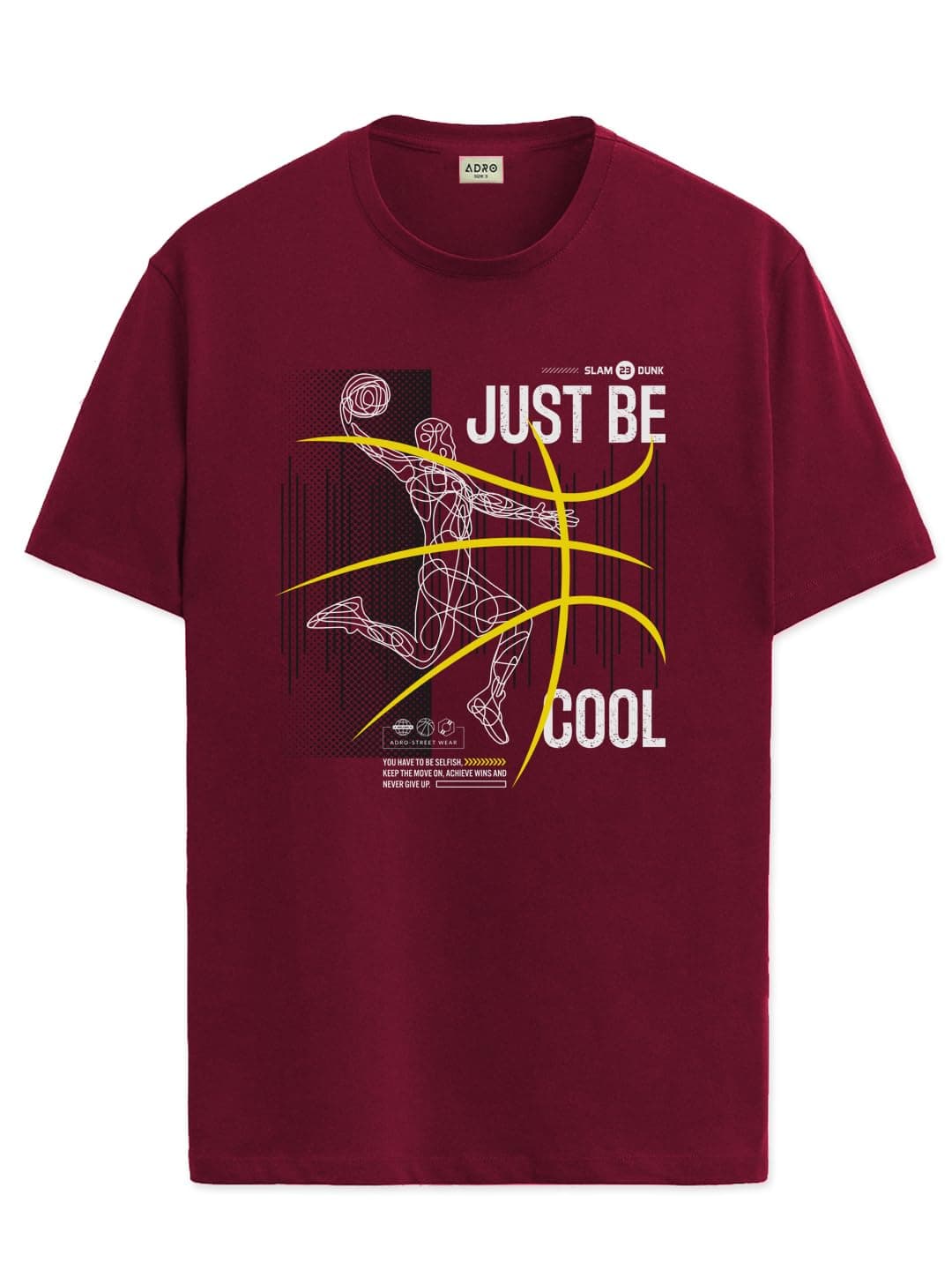 ADRO Men's Graphic Printed 100% Cotton T-Shirt - Regular Fit, Printed T-Shirts for Men (RN24-BCL-MR_Maroon_2XL)