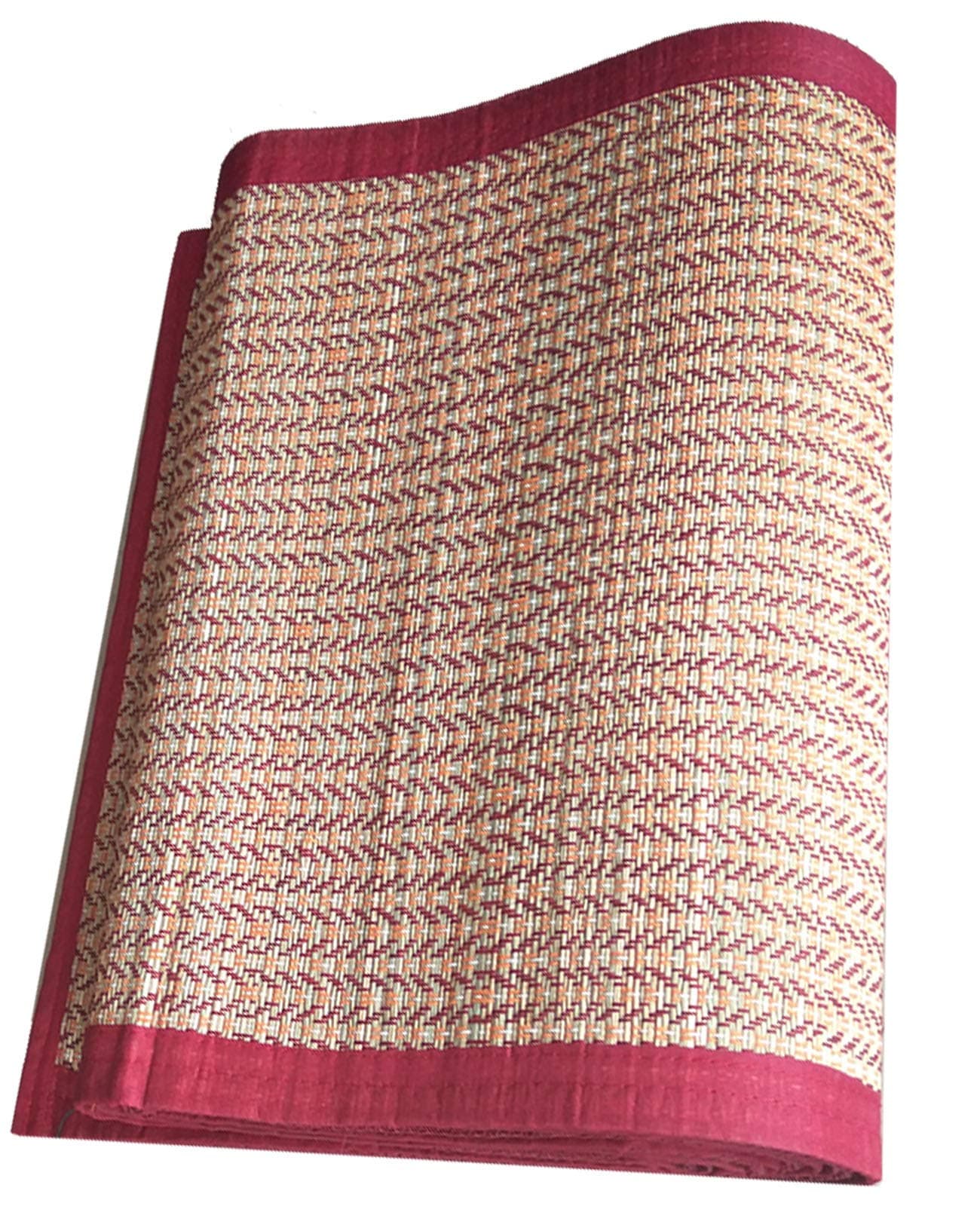 Montelal Store Korai Grass Handmade Rectangular Big Chatai For Sleeping On Floor Mats For Home 5X6 Feet -Maroon