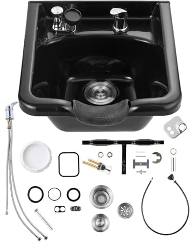 VEVOR Shampoo Basin, Black Hairdresser Sink Shampoo Bowl Sink, ABS Plastic Salon and Spa Hair Washing Sink, Hair Backwash Basin Beauty Salon Equipment for Hair Stylists