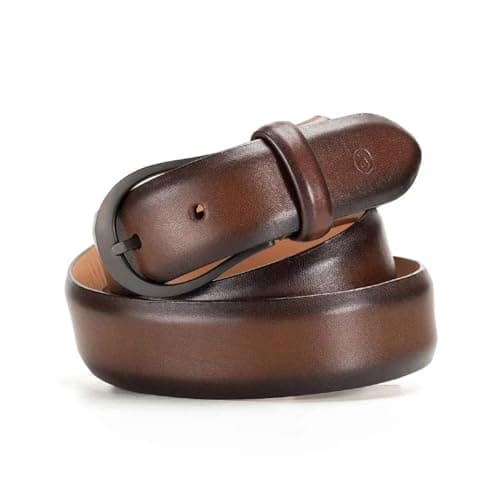 LAPIS BARD Sullivan Belt Carbon Black 35mm Buckle with Two tone Leather - Chestnut Brown (32)