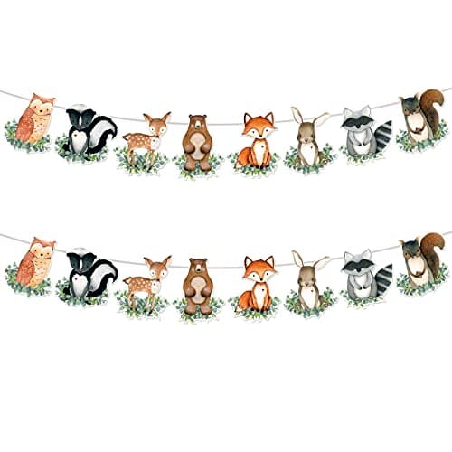 Woodland Baby Shower Decorations Banner 2Pcs Woodland Animals Baby Shower Banner Woodlands Birthday Decorations Neutral Forest Animals Gender Reveal Party Decor