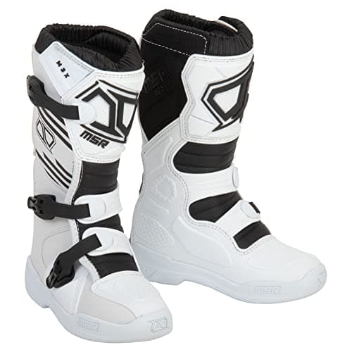 MSR Youth M3X Motocross Boots – White, Youth Size 2 – Rugged Micro‑Fiber Build, Steel Shank, Injection‑Molded Protection, Adjustable Buckles & Debris‑Resistant Gaiter