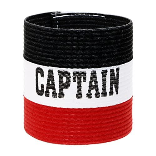 ONLYKXY Captain Armbands 9x30CM/3.54x11.81inch Adjustable Leader Armband for Soccer Basketball Volleyball School Team Competition Coach Players Wrist Arm Bands (Black+White+Red, 1)