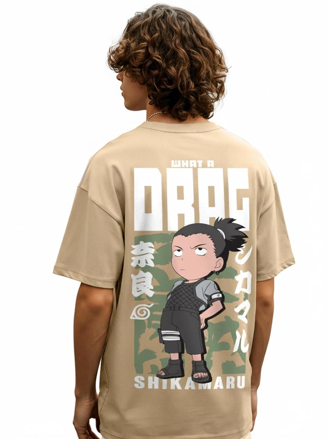 Bewakoof Official Naruto Merchandise Men's Graphic Printed Oversized Fit T-Shirt_625301_Brown_2XL