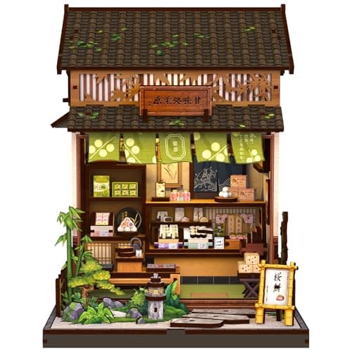 Cutefun Book Nook Kit DIY Miniature Dollhouse Kit for Adults Teens and Beginners Japanese Dessert Shop Booknook Tiny House Bookshelf Decor 3D Wooden Puzzles Creative Gifts for Family Sweet Shop