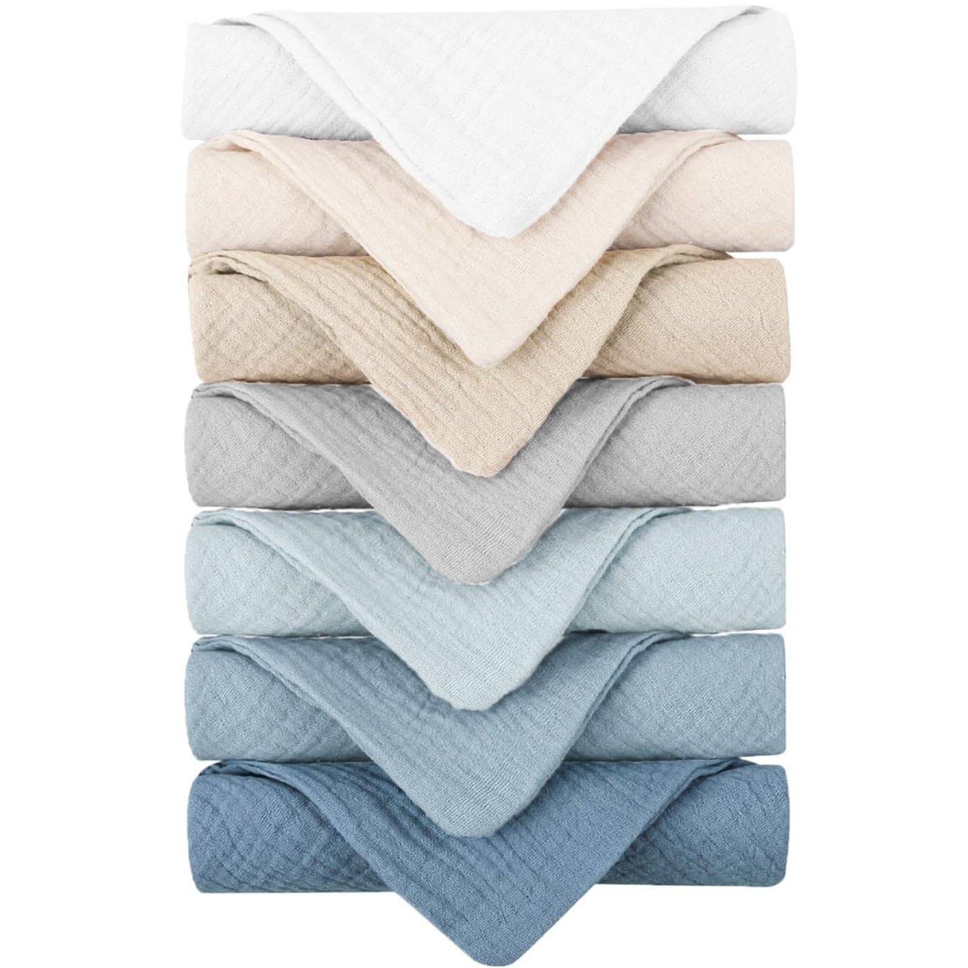 Konssy Baby Muslin Washcloths 7 Pack -100% Cotton Baby Bath Towels, Soft Baby Wash Cloths and Absorbent Burp Cloths for Newborn Kids Girls and Boys, 11x11 inches