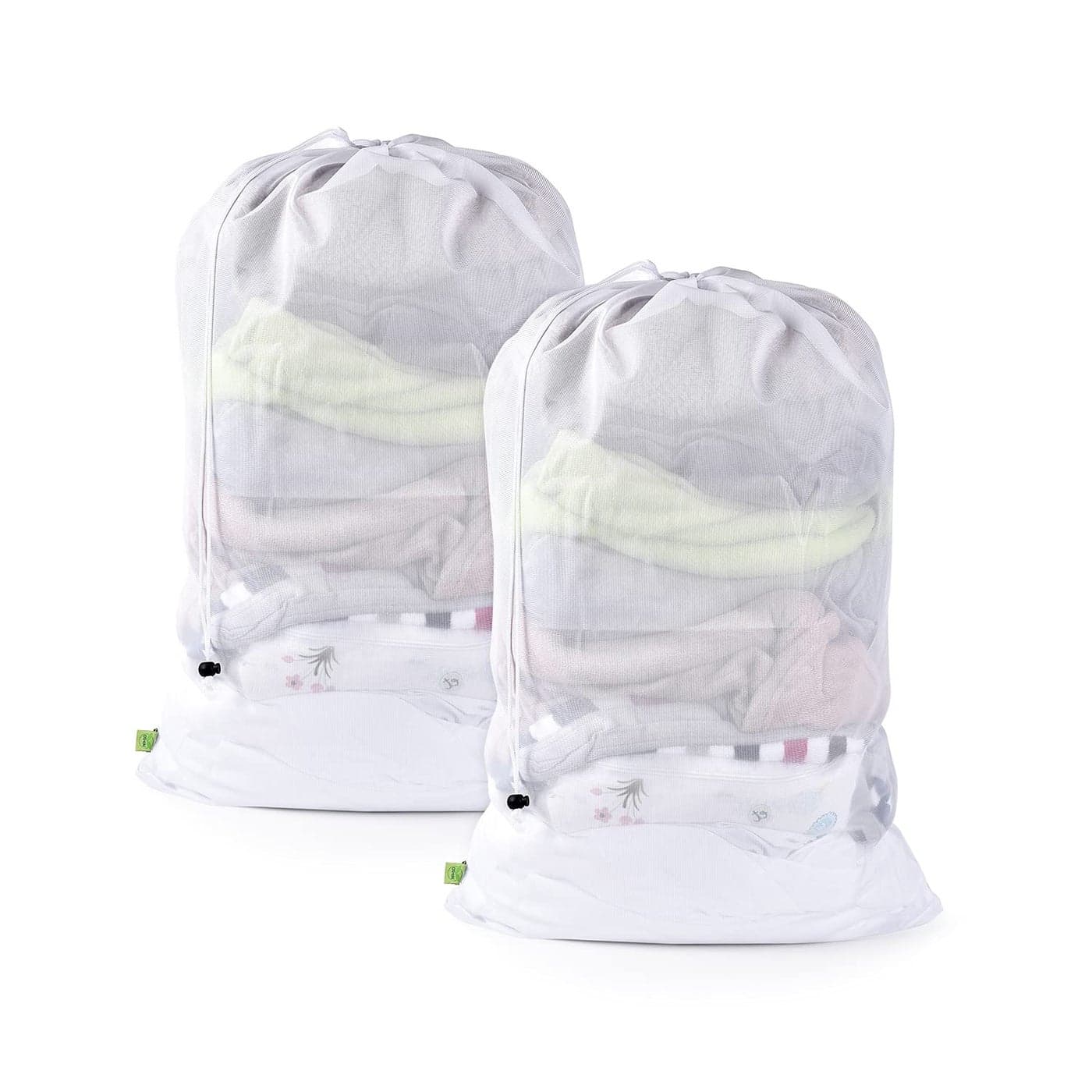 OTraki Large Mesh Laundry Bags 2 Pack Laundry Dirty Clothes Bags 35 x 24 Inch Home Laundry Hamper Wash Bag Heavy Duty for Travel Dorm Camp Hotel Beach White
