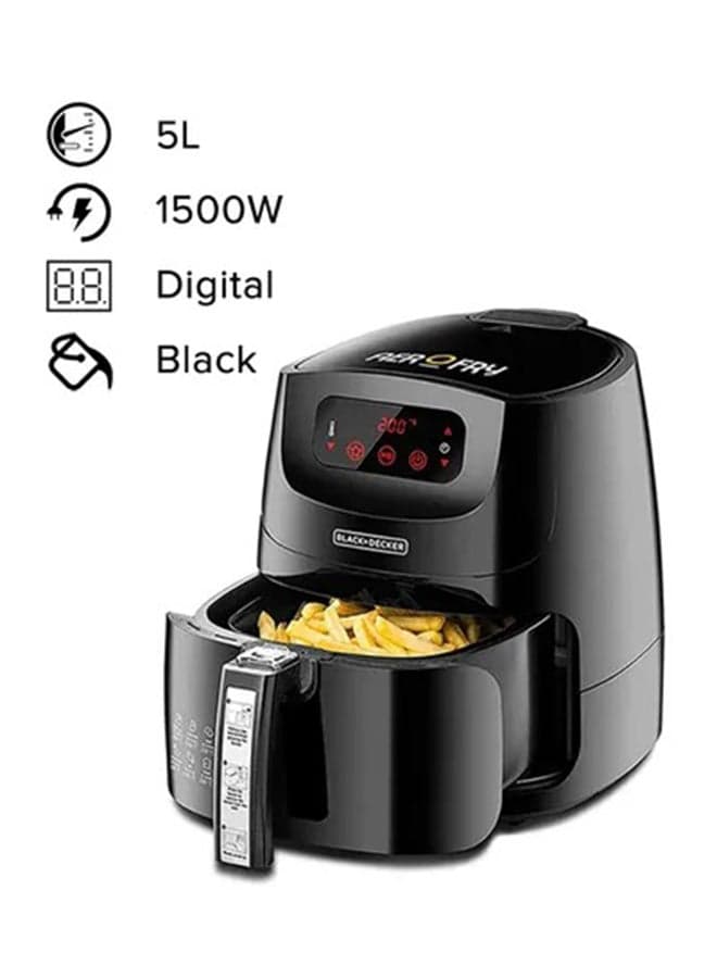 XL Digital Air Fryer With Rapid Hot Air Convection Technology For Frying, Grilling, Broiling, Roasting, and Baking 1.2KG/ 5 L 1500 W AF600-B5 Black