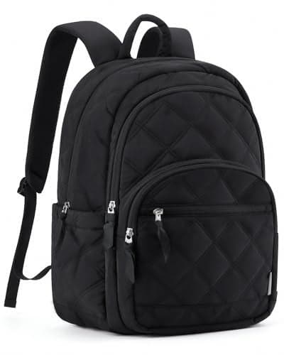 BAGSMART Travel Laptop Backpack College Backpack for Women Quilted Small Computer Bookbag WaterResistant 156 Inch Laptop Casual Bag Black