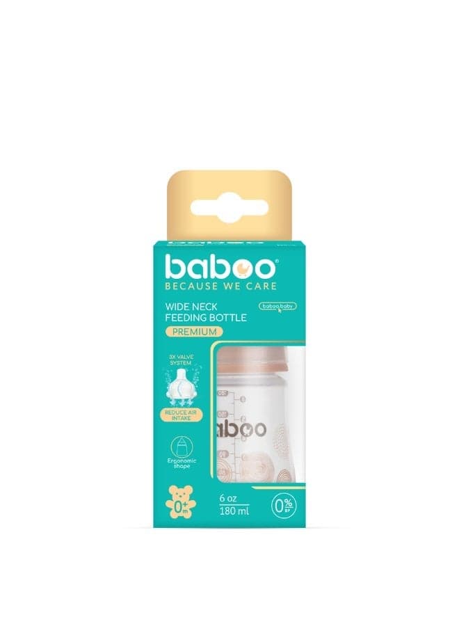 Baboo - Anti Colic Wide Neck Bottle - Au Naturale - Pack of 3 - 180ml