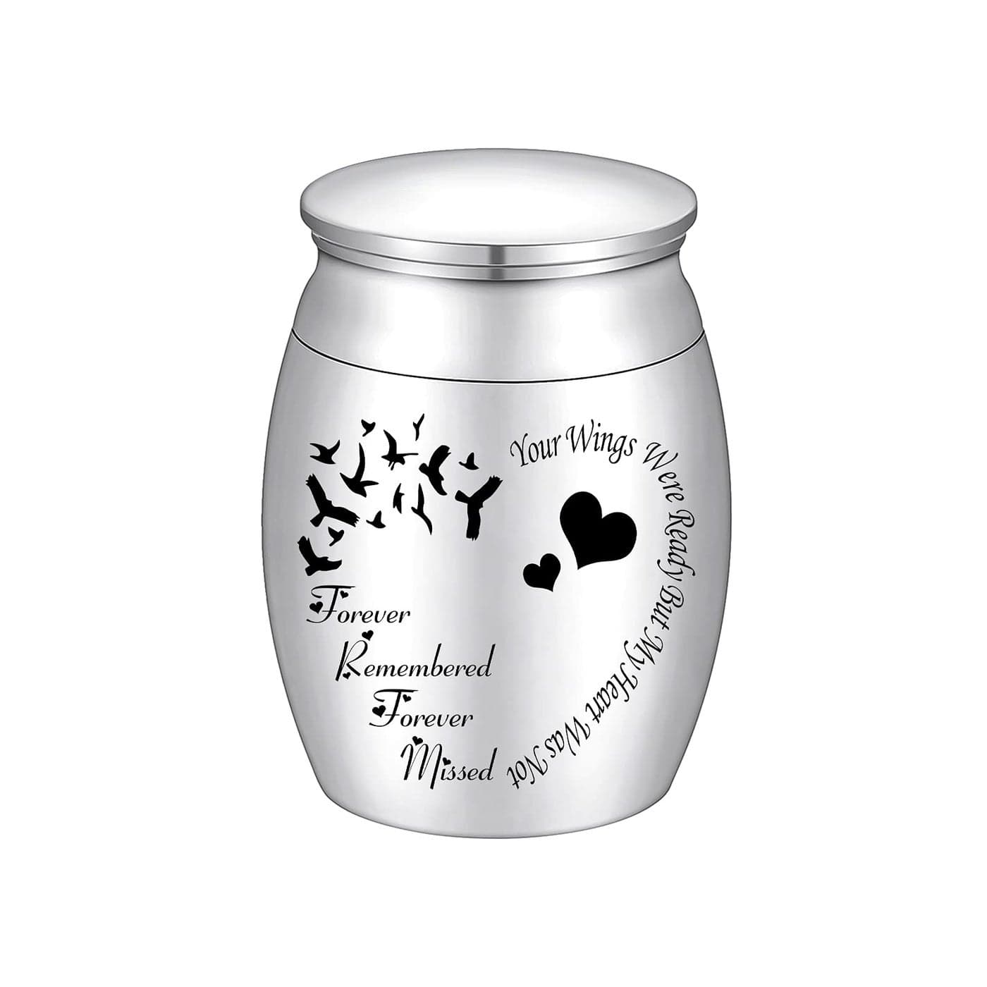 157 Inches Small Keepsake Urn for Human Ashes Stainless Steel Mini Urn Heart Small Ash Urn Tiny Ashes Holder Decorative Funeral Urn