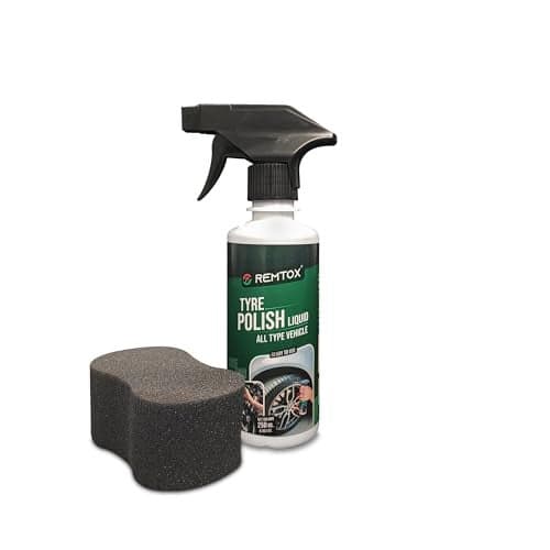 REMTOX Bike & Car Tyre Polish (250 ML) Extreme Black Tyre Shine - Long Lasting & Dirt Repellent Formulation - Ultra Wet Black Shine, Non-Greasy Polish for Car With Sponge Free