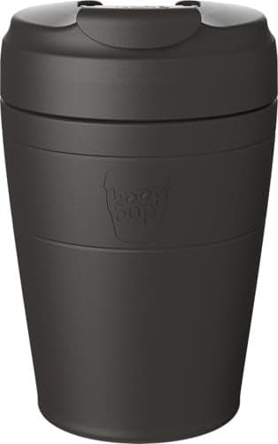 KeepCup Commuter Travel Mug Insulated Stainless Steel Reusable Coffee Cup with Spillproof Flip Lid 12oz340ml Black