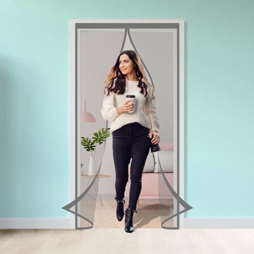 SafeMyles Polyester Door Mosquito Net – Magnetic Auto-Closing, Easy Install, Breathable Insect Screen for Doors, Kitchen & Balcony–Durable Protection from Mosquitoes & Bugs (210x100cm Grey)