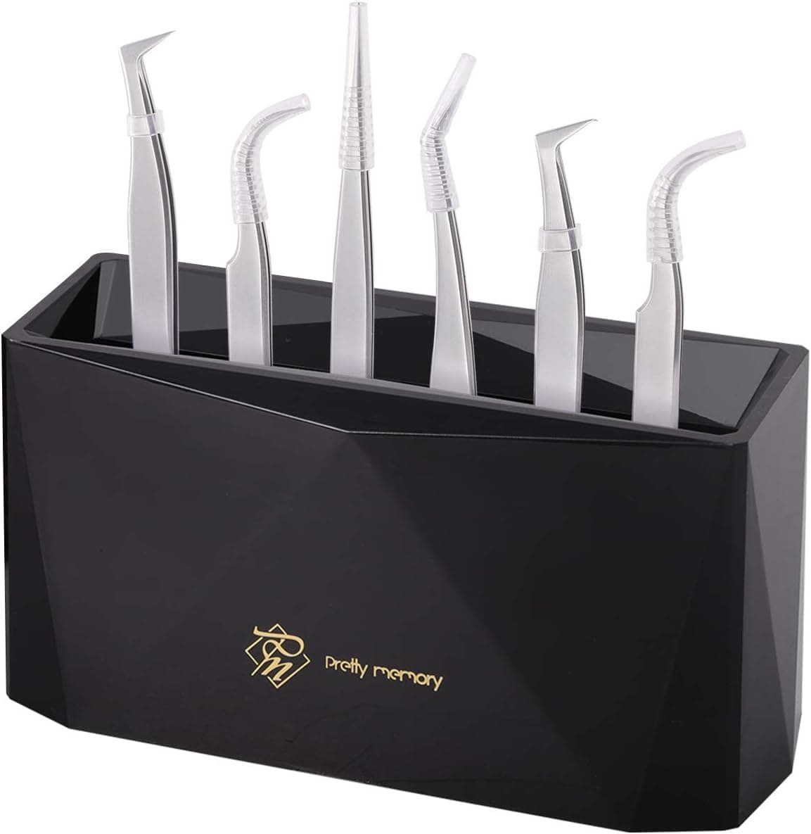 Pretty memory Tweezer Holder 6 Holes Lash Tweezer Holder for Eyelash Extensions Tweezer Stand for Eyelashes Extension Supplies Lash Accessories Tools Black