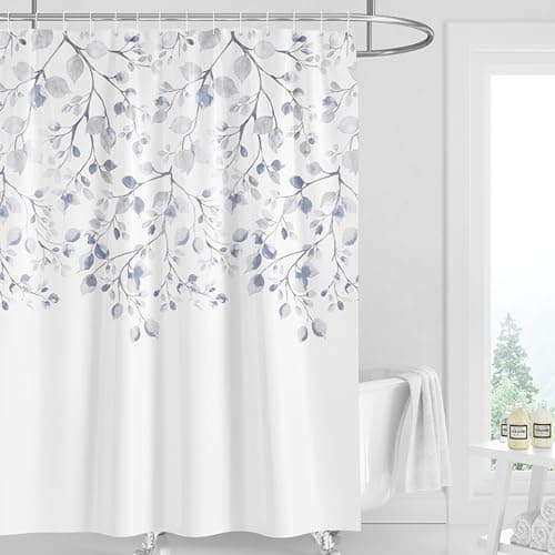 DEARARTBath Flower Shower Curtains, 72''W × 72''H inch Fabric Shower Curtain Set with Grommet and Hooks, Water Resistant Waterproof Easy Care Machine Washable Easy Clear