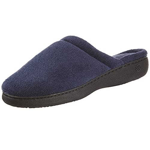 isotoner Women's Indoor/Outdoor Slip-on Secret Sole Clog Slippers with Memory Foam Comfort and Heal Suppport, Navy Rounded, 7/8