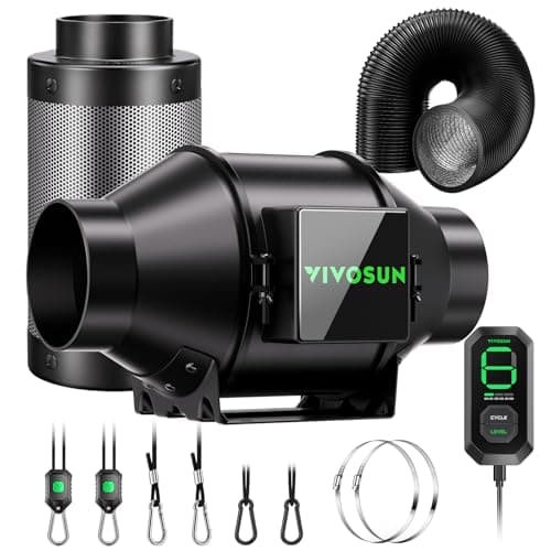 VIVOSUN Smart Air Filtration G4 Kit 4", AeroZesh G4 Inline Duct Fan with E12 Speed Controller, Carbon Filter & 8' Ducting, Cooling & Ventilation System for Grow Tents, Indoor Gardening, Hydroponics