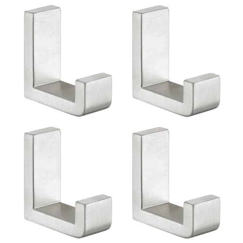 Angle Simple Towel Hooks for Bathroom SUS 304 Stainless Steel Robe Coat Hooks for Wall Brushed Nickel 4 Pack