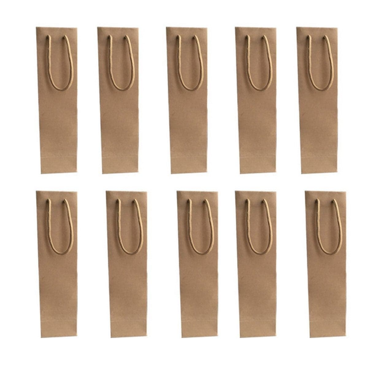 1Bottle Light Brown Paper White and Red Wine Bag Holder Pack of 10
