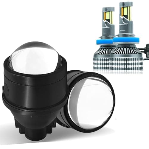 Carzex 3.0" Projector Lens Fog Light High/Low Beam 12V BI-Xenon Projector Housing With 300W H8 LED RX21 Automotive Fog Light Bulbs Combo