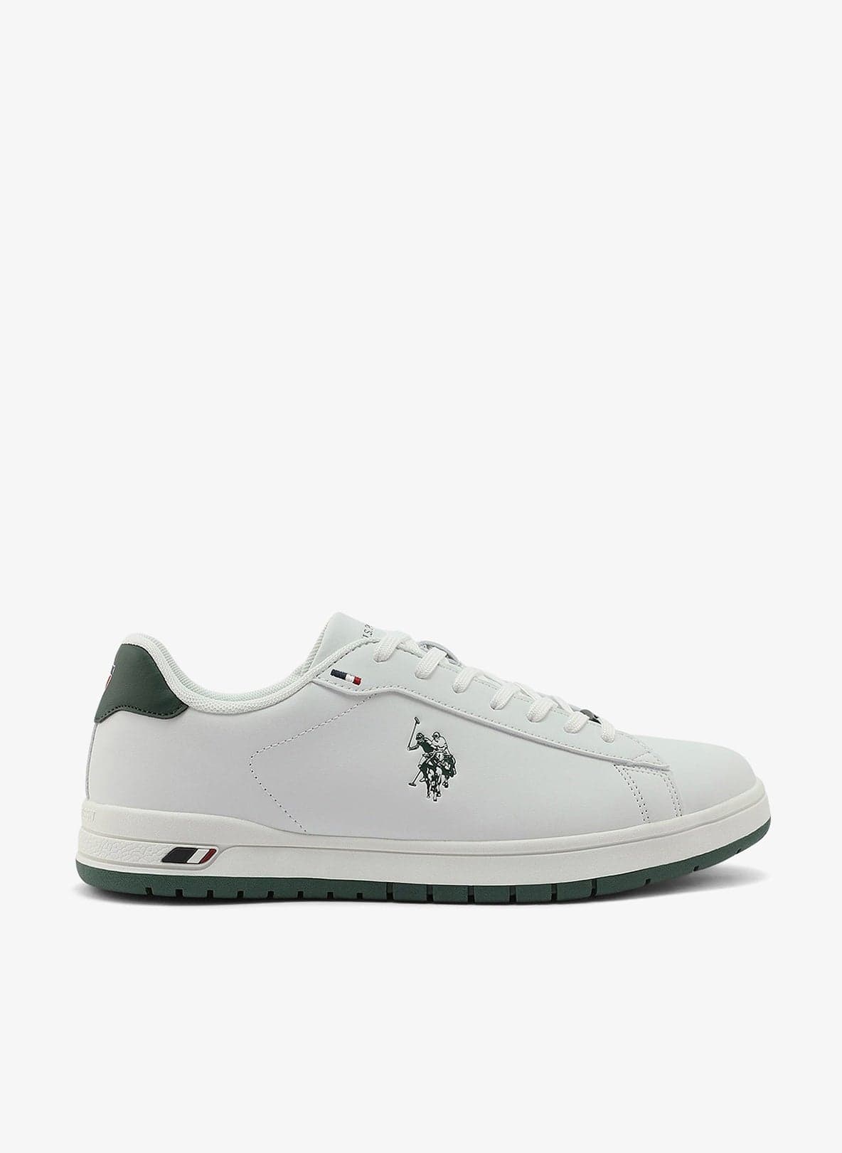 Men's White/Green Sneakers - Classic Design with White Accents, Comfortable Casual Shoes for Everyday Style