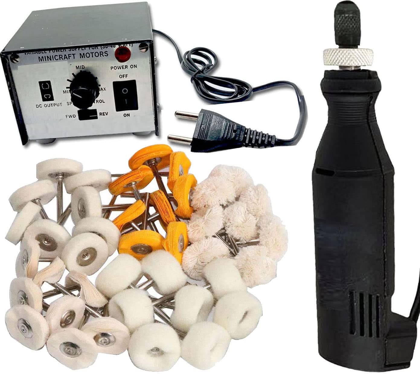 DIY Crafts 8x Type Wheel Burr, Buffing Wheel, Tools Minicraft Machine/Mini Drill Machine With 12V Speed And Direction Control Stabilizer Elimeter Box A(8x Type Wheel Burr, Buffing Wheel)