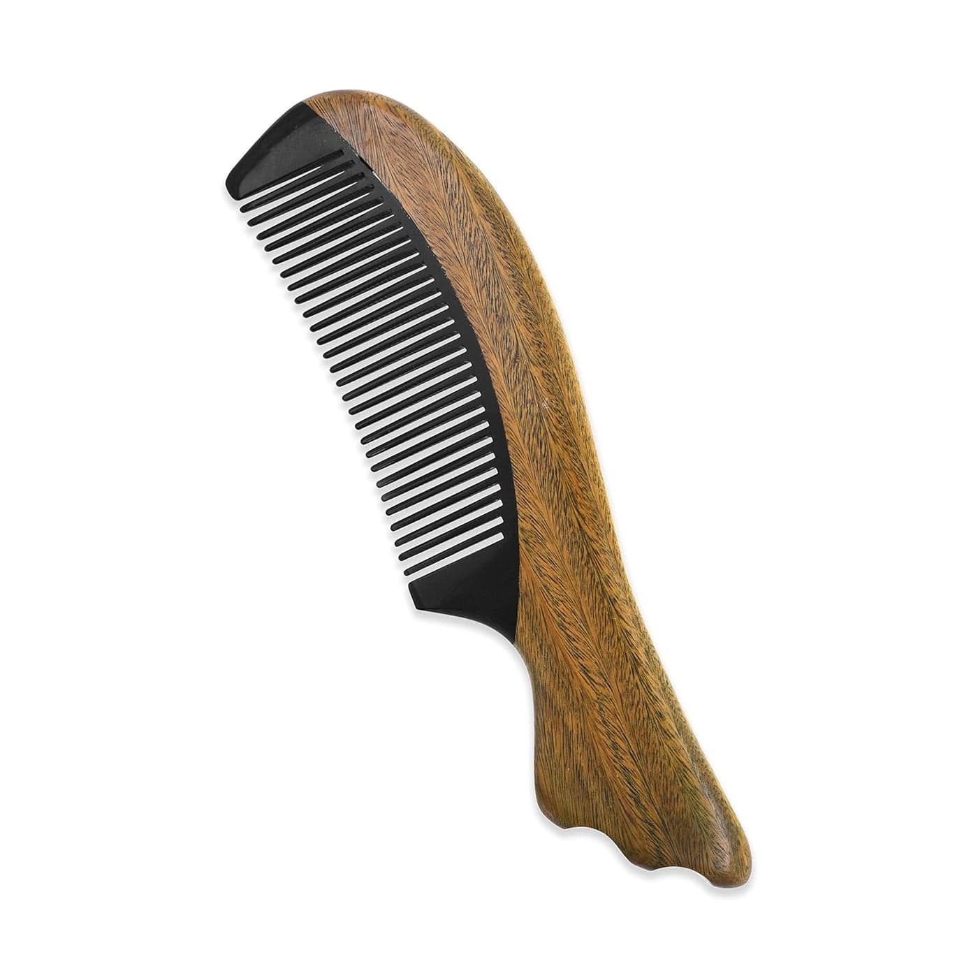 Mandala Crafts Wooden Comb Green Sandalwood Horn AntiStatic Wood Comb Wooden Wide Tooth Hair Comb for Men Women Straight Curly Hair Detangling Beard