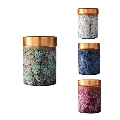 NS Online Small Mini Urns 4 Piece -Ceramic Metal Screw lid Keepsake 2.5 inches Urns Set of 4, Funeral Memorial Urn Hold 3.5 Cubic inches for Human Ashes, and Pet