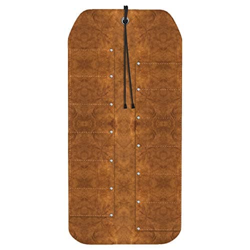 UJ Ramelson 12 Pocket Suede Leather Tool Roll Up Holder Organizer Bag Pouch for Woodworking, Wood Carving, Chisel, Gouge, and More, Brown