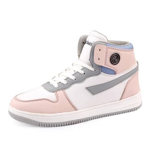 Bacca Bucci Femme High-Top Harmony Sneakers—Elegant Pastel Blue and Pink Women's Lace-Ups (Pink, 7)