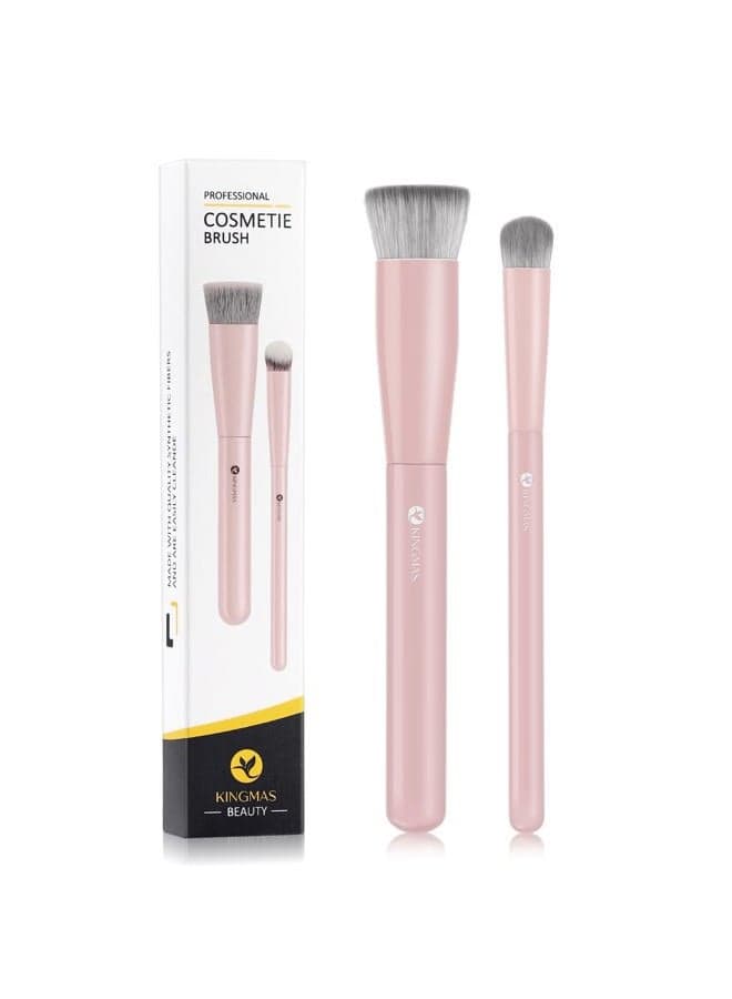 Foundation Makeup Brushes, Professional Kabuki Concealer Brush Under Eye Nose Contour Brush for Liquid Cream Powder Blending Buffing (Pink (Flat Top))