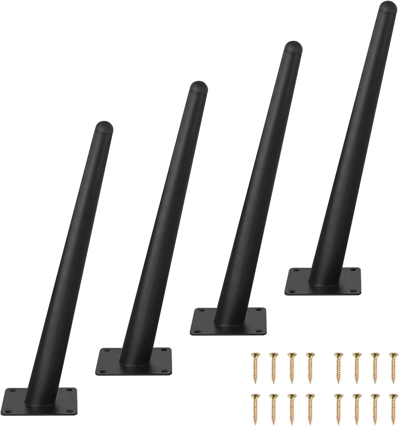 Dcloud Set of 04 Round Inclined Sleek Tapered Chair Legs Sofa Table Legs Furniture Legs Tool_ Inclined with Mounting Screws 6 Black 12 inch