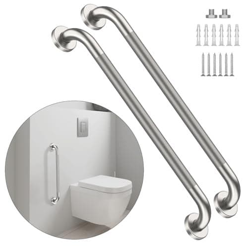 32 Inch Anti Slip Shower Grab Bar Munzong 2 Pack Stainless Steel Bathroom Grab Bar Brushed Nickel Knurled Bathroom Balance BarSafety Hand Rail Support Handicap Elderly Senior Assist Bath Handle
