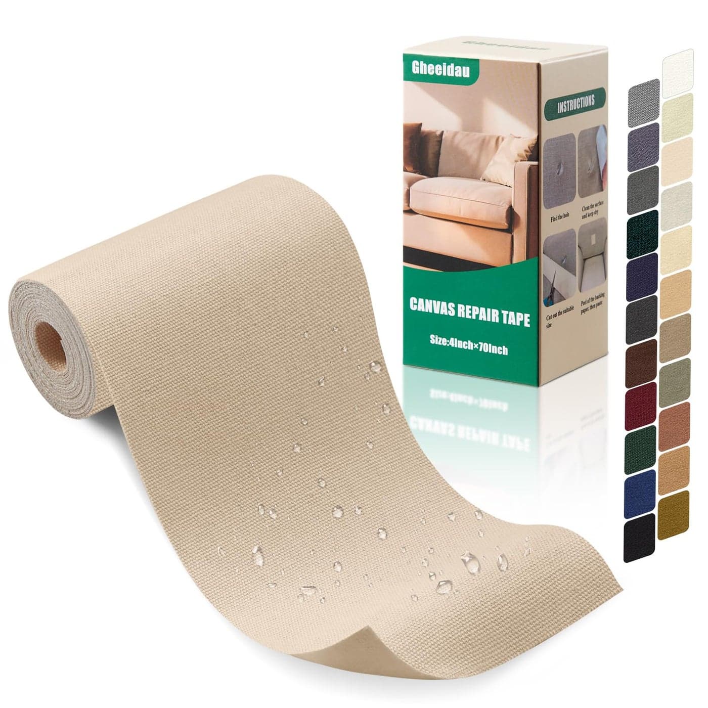 Gheeidau Canvas Repair Tape 470 Inch Waterproof SelfAdhesive Fabric Repair Patch for Repairing Boat CoversTentsPatio UmbrellasCar SeatsLuggageSofasLight Beige