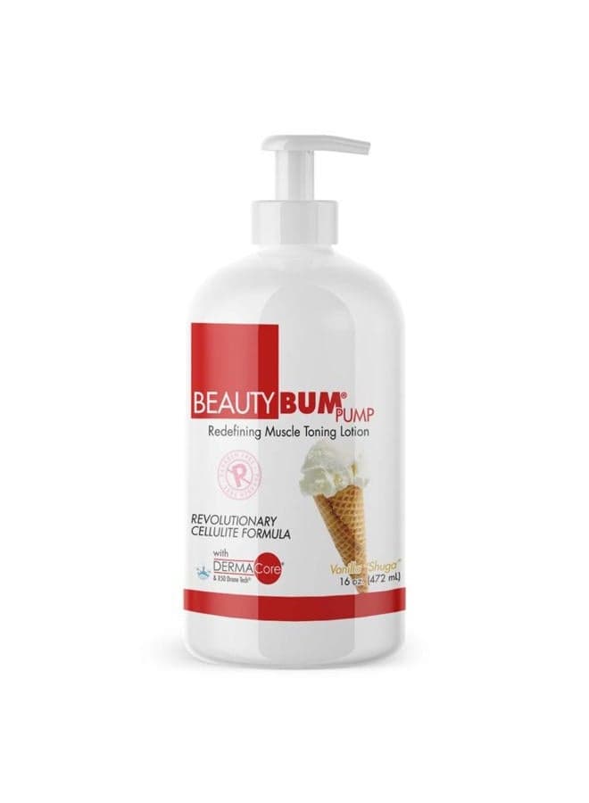 BeautyBum Pump Redefining Muscle Toning Lotion - Tightens Skin and Improves Appearance - Enhances Natural Elasticity and Firmness - Sculpt and Tone Problem Areas - Vanilla Shuga - 16 oz