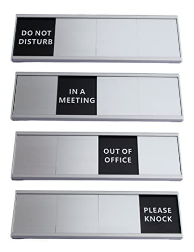 Bilyglewarwof Do Not Disturb Sliding Aluminum Privacy Sign American minimalist,Please Knock, In a Meeting out of office sign for door (Aluminum alloy silver)