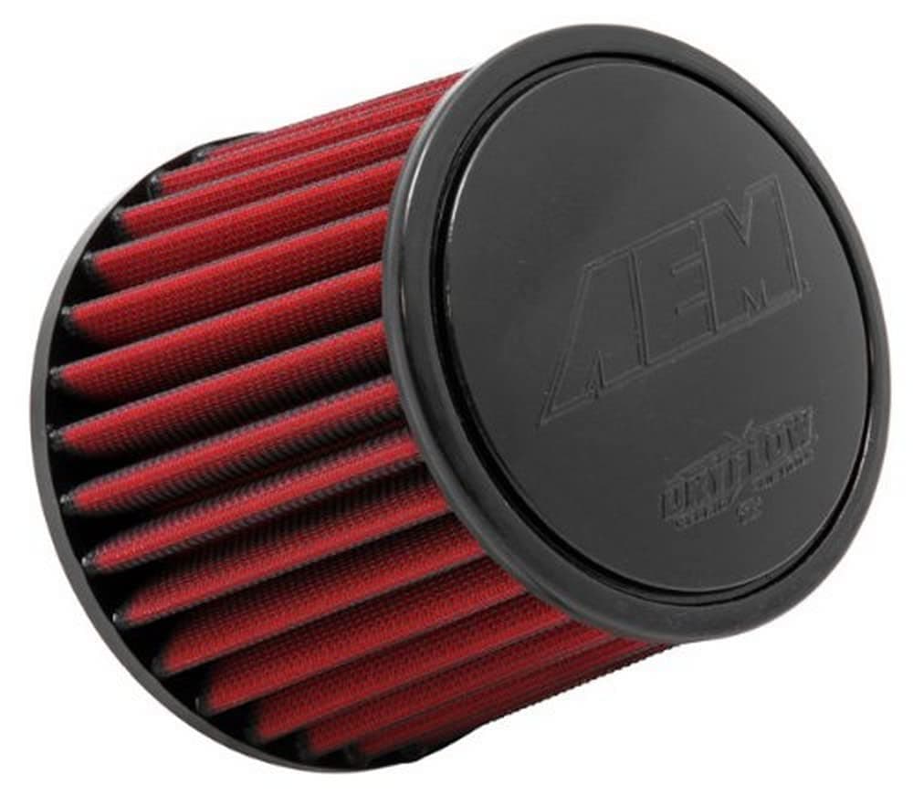 AEM 21-206DK Universal DryFlow Clamp-On Air Filter: Round Tapered; 4.5 in (114 mm) Flange ID; 5.125 in (130 mm) Height; 6.0 in (165 mm) Base; 5.125 in (130 mm) Top