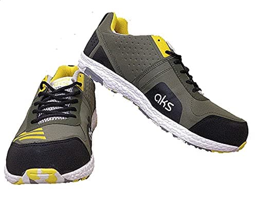 Aks Australia Running Shoe Olive/Gold Size 10 with Wrist Band Cotton 5" Grey