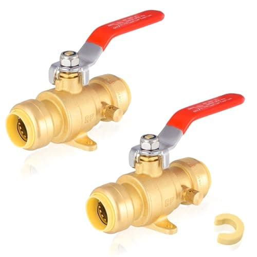 GUOFIS 34 Inch Pushfit Drop Ear Ball Valve with DrainFull Port Brass Shut off Ball ValvePlumbing Fittings For Copper Pex Cpvc PipePack of 2PFVALVE0722Pack