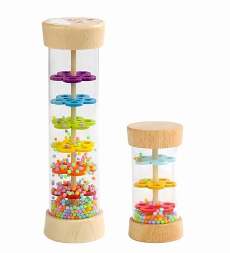 Oneshow Rain Sticks for Kids Wooden Rainmaker Montessori Toys for Baby 36 Months Rain Stick Baby Rattle Sensory Development Toys with Calming Rain Sounds Gifts for 3 Year Old Toddler 77 37