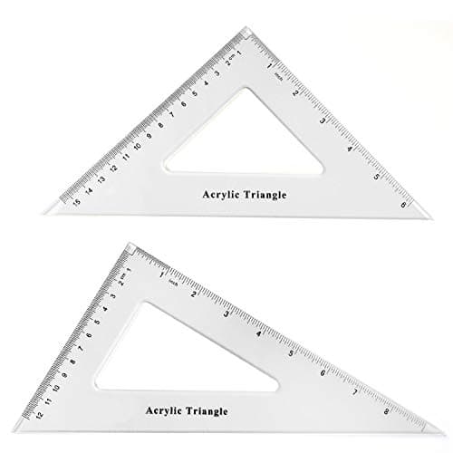 Coopay Large Triangle Ruler Set Square, 30/60 and 45/90 Degrees, Circular Hollow