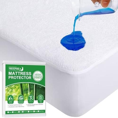 Waterproof Mattress ProtectorMattress Cover Protector Smooth Top Mattress Protector for Kids Breathable Skin Friendly and Noiseless Fitted SheetQueen SizeViscose Made from Bamboo Terry