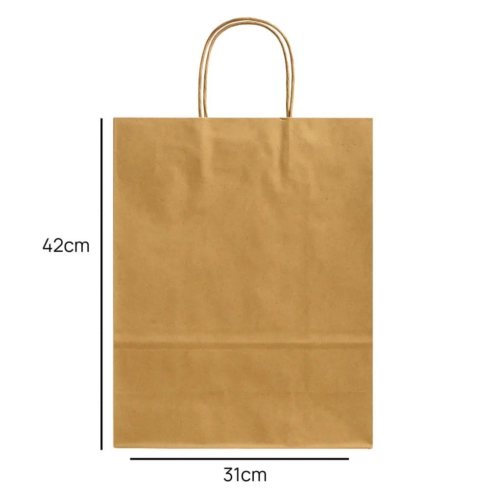 Eco Friendly Brown Kraft Paper Gift Bag With Strong Handle- 31X42cm