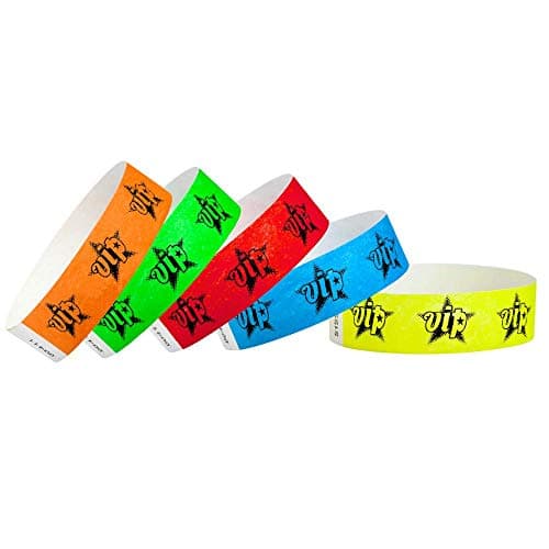 200 WristCo Tyvek Wristbands VIP Star Variety Pack - ¾” x 10”- Waterproof Recyclable Comfortable Tear Resistant Paper Bracelets Wrist Bands for Events Concert Festival Admission Party