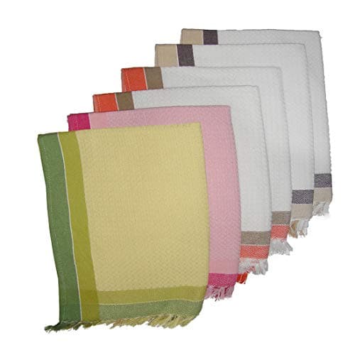 Athom Living Light Weight Cotton Premium Waffle Border Bath Towel 75x150 cm Pack of 6 Multi13