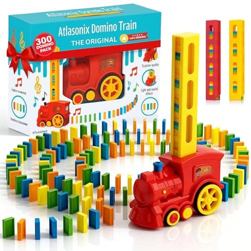 Domino Train Domino Train for Kids Dominos for Kids Automatic Domino Laying Toy Set Mega Pack 300 220160 Blocks with Colorful Dominos Montessori STEM Toy